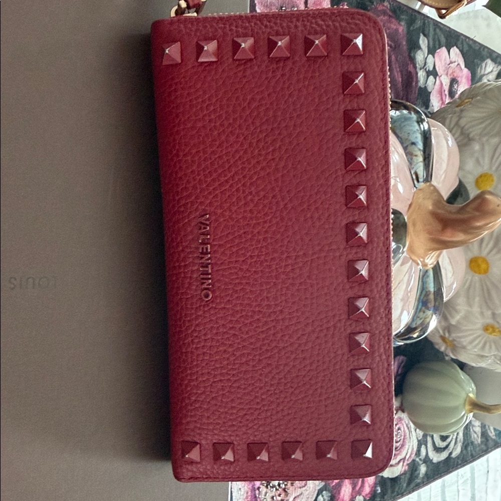 Valentino Burgundy Studded Wallet
